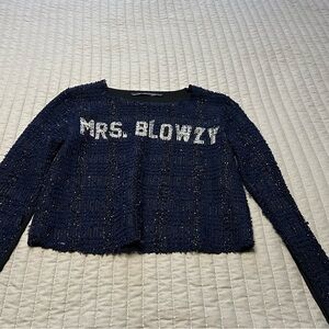 Zara Blue and White Textured Top